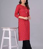 Doriya women straight gold print kurta set