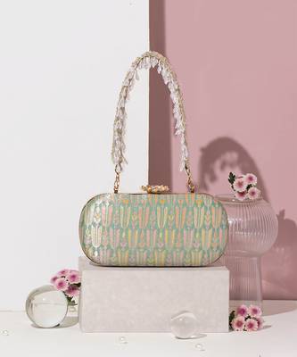 Titli pure banarasi silk capsule clutch 1