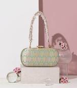 Titli pure banarasi silk capsule clutch