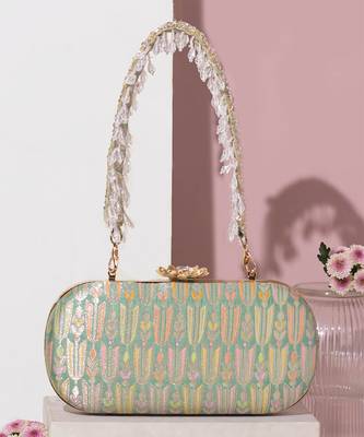 Titli pure banarasi silk capsule clutch 2