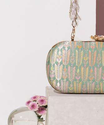 Titli pure banarasi silk capsule clutch 4
