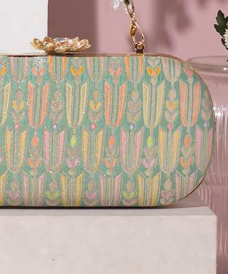 Titli pure banarasi silk capsule clutch 5