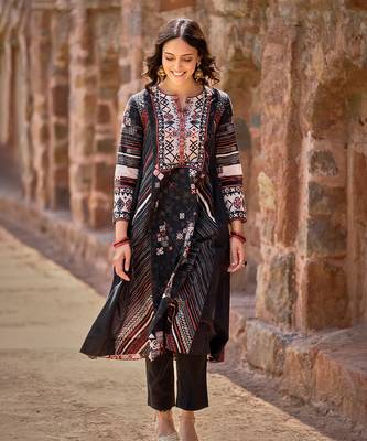 Black jeel kurta set with dupatta 1
