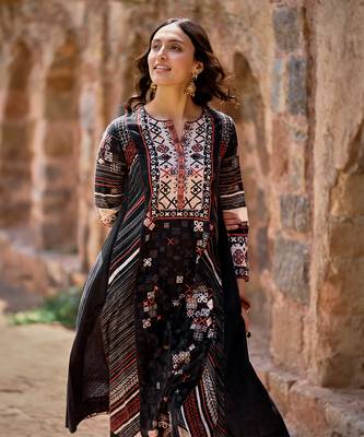 Black jeel kurta set with dupatta 2