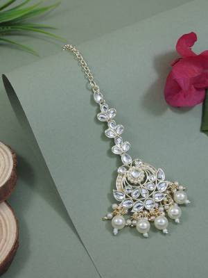 traditional kundan pearl maang tikka for women and girls  1