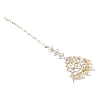 traditional kundan pearl maang tikka for women and girls  2