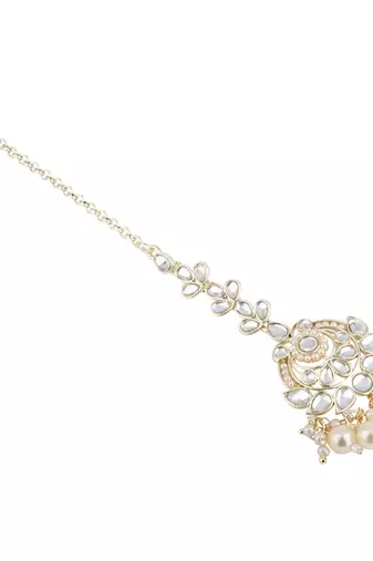 traditional kundan pearl maang tikka for women and girls 
