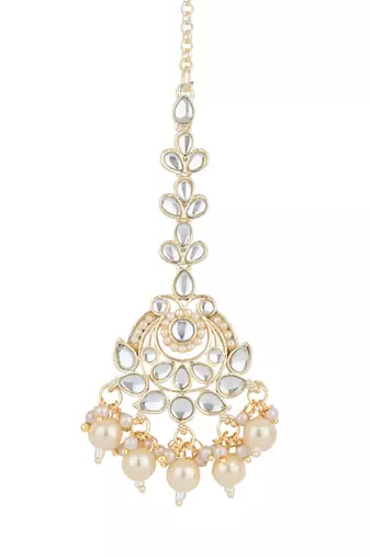 traditional kundan pearl maang tikka for women and girls 