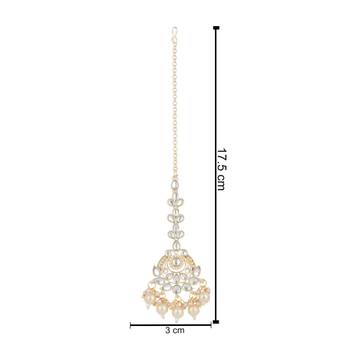 traditional kundan pearl maang tikka for women and girls  4