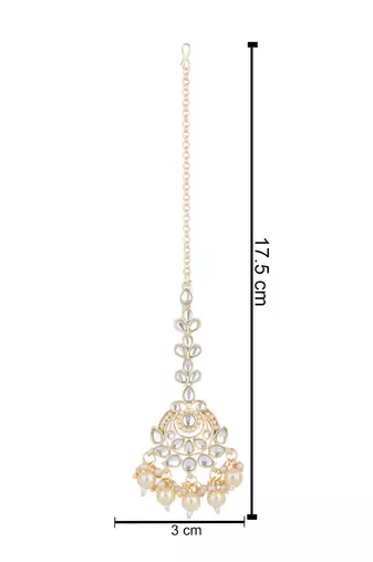 traditional kundan pearl maang tikka for women and girls 
