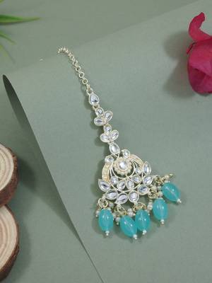 traditional kundan pearl maang tikka for women and girls  1