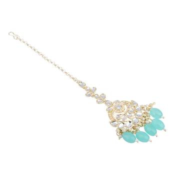 traditional kundan pearl maang tikka for women and girls  2
