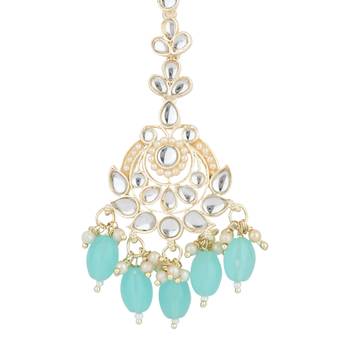 traditional kundan pearl maang tikka for women and girls  3