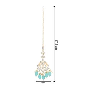 traditional kundan pearl maang tikka for women and girls  4
