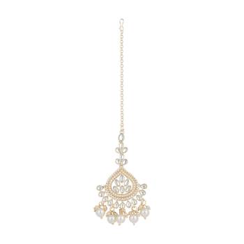traditional kundan pearl maang tikka for women and girls (t3015w) 1
