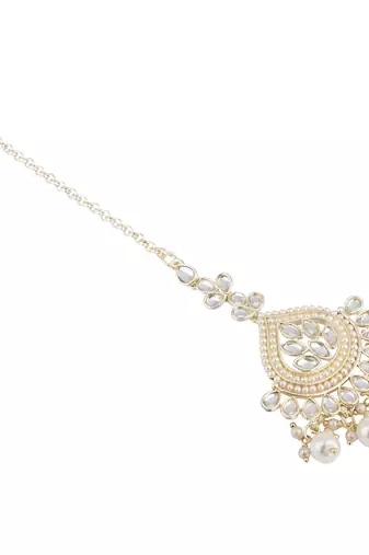 traditional kundan pearl maang tikka for women and girls (t3015w)