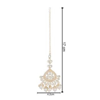 traditional kundan pearl maang tikka for women and girls (t3015w) 4