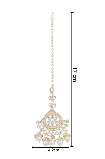 traditional kundan pearl maang tikka for women and girls (t3015w)