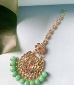 traditional elegant pearl and kundan studded maang tikka/headpiece for women/girls 