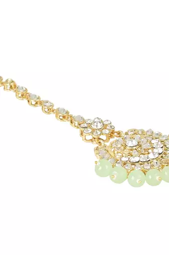 traditional elegant pearl and kundan studded maang tikka/headpiece for women/girls 