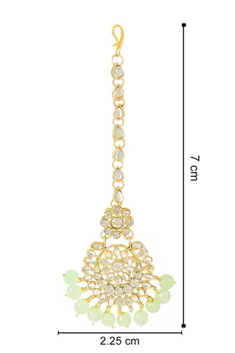 traditional elegant pearl and kundan studded maang tikka/headpiece for women/girls 