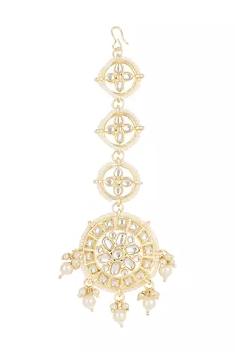 traditional kundan & pearl handcrafted maang tikka for women/girls 
