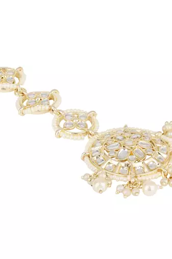 traditional kundan & pearl handcrafted maang tikka for women/girls 