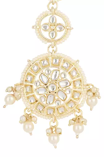 traditional kundan & pearl handcrafted maang tikka for women/girls 