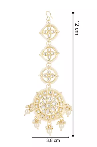 traditional kundan & pearl handcrafted maang tikka for women/girls 