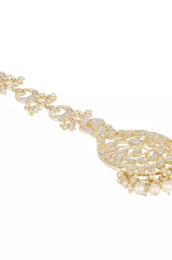 traditional kundan & pearl handcrafted maang tikka for women/girls 