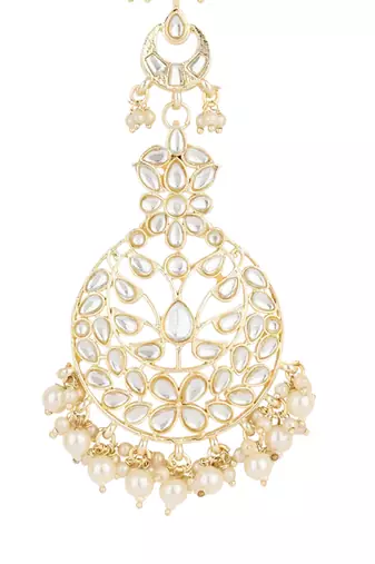 traditional kundan & pearl handcrafted maang tikka for women/girls 