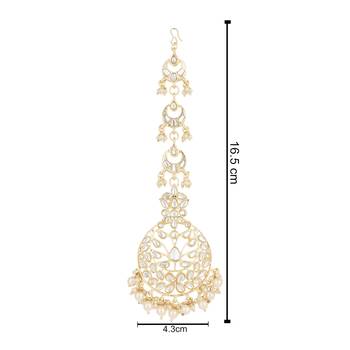 traditional kundan & pearl handcrafted maang tikka for women/girls  5