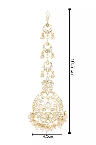 traditional kundan & pearl handcrafted maang tikka for women/girls 