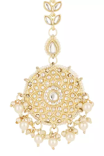 traditional kundan & pearl handcrafted maang tikka for women/girls 