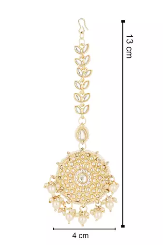 traditional kundan & pearl handcrafted maang tikka for women/girls 
