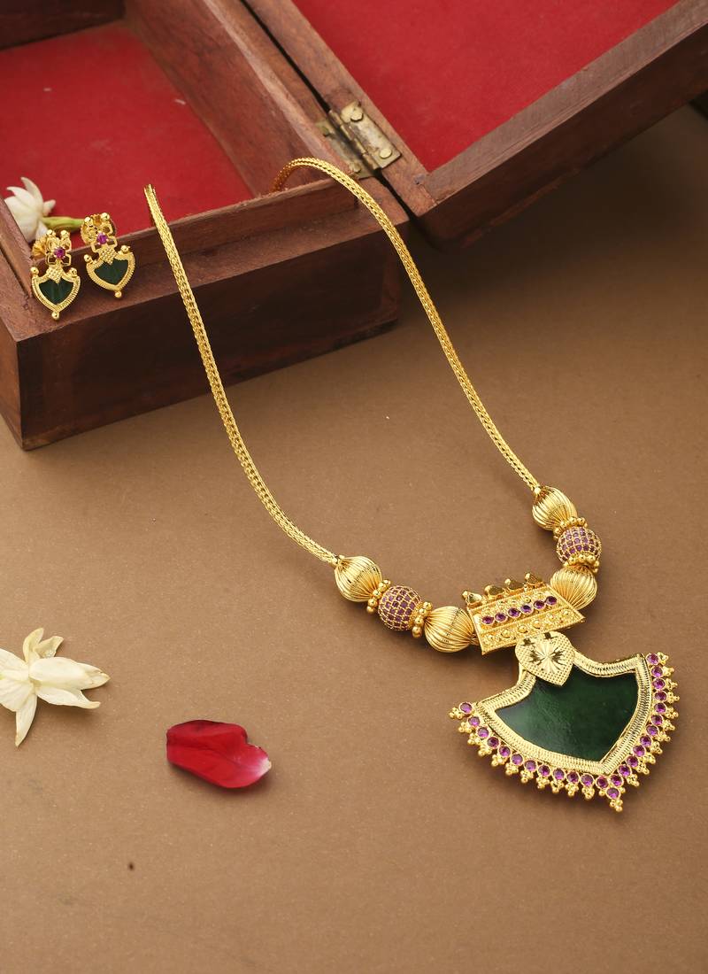 Long Palakka Necklace With  Earrings