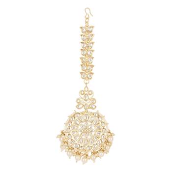 traditional kundan & pearl handcrafted maang tikka for women/girls  2