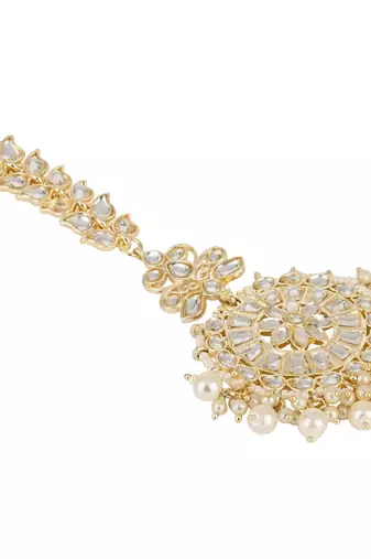 traditional kundan & pearl handcrafted maang tikka for women/girls 