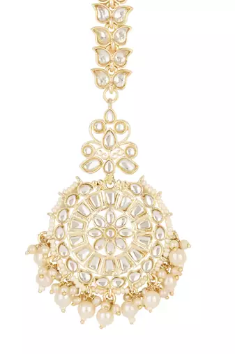 traditional kundan & pearl handcrafted maang tikka for women/girls 