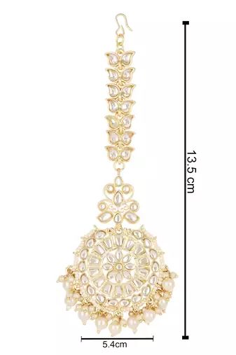 traditional kundan & pearl handcrafted maang tikka for women/girls 