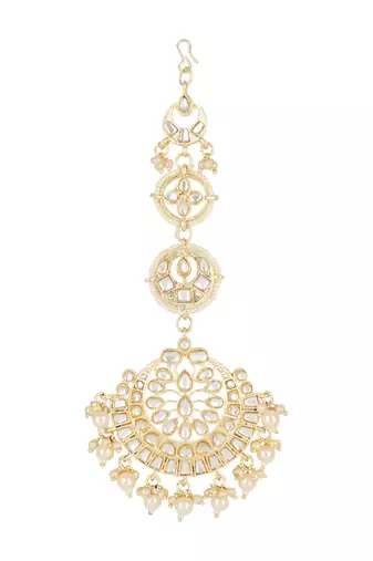 traditional kundan & pearl handcrafted maang tikka for women/girls 