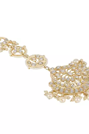 traditional kundan & pearl handcrafted maang tikka for women/girls 