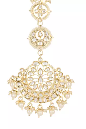 traditional kundan & pearl handcrafted maang tikka for women/girls 