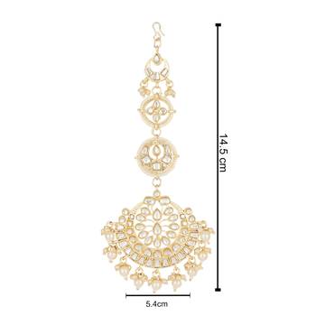 traditional kundan & pearl handcrafted maang tikka for women/girls  5