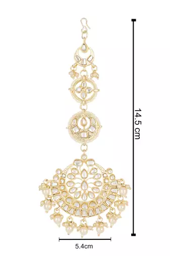 traditional kundan & pearl handcrafted maang tikka for women/girls 