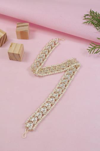 traditional floral kundan pearl matha patti sheeshpatti for women/girls (t2132w)