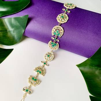 traditional floral kundan pearl sheeshphool matha patti sheeshpatti for women/girls  1