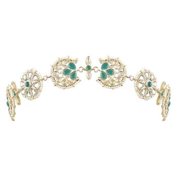 traditional floral kundan pearl sheeshphool matha patti sheeshpatti for women/girls  2