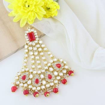 mughal pearl drop kundan jhumar passa/jhoomar maang tikka for women  1