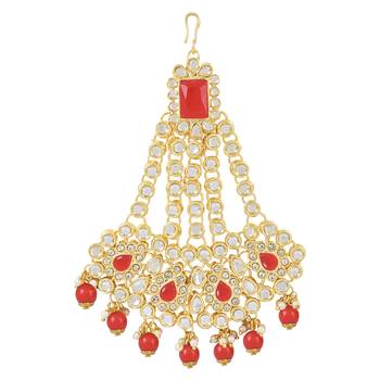 mughal pearl drop kundan jhumar passa/jhoomar maang tikka for women  2